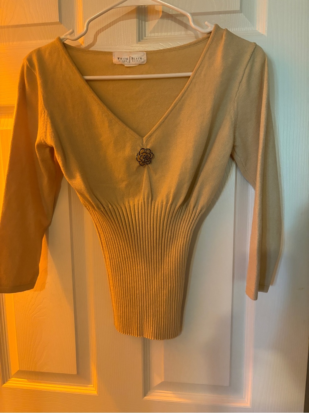 White House Black Market Golden Yellow Knit Top